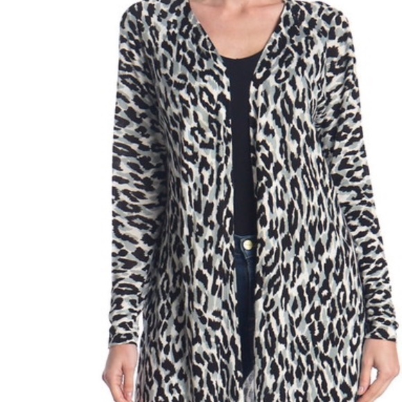Sweet Romeo Open Front Cardigan Leopard Print NWT - Picture 1 of 8